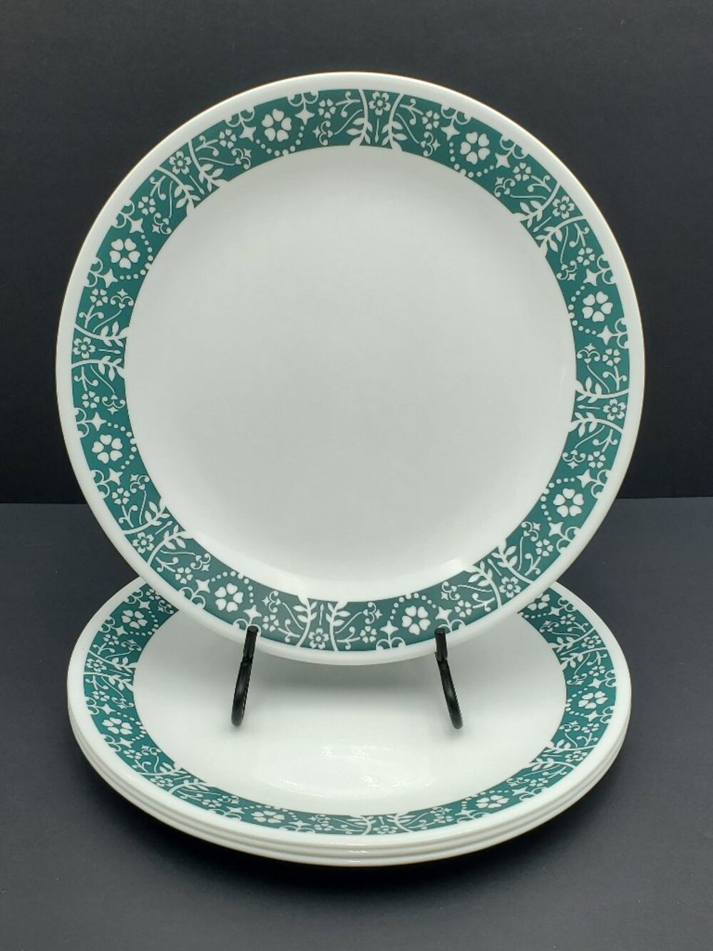 Corelle Penelope Dinner Plates Corning Green Floral Band Dinner Plates